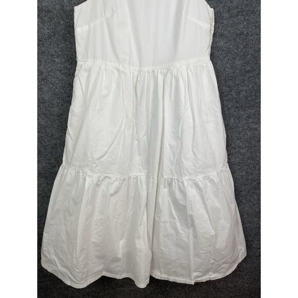 J. Crew Factory White Sun Dress Women's Size 4 Sleeveless Ruffle Colar Cotton - Picture 3 of 14